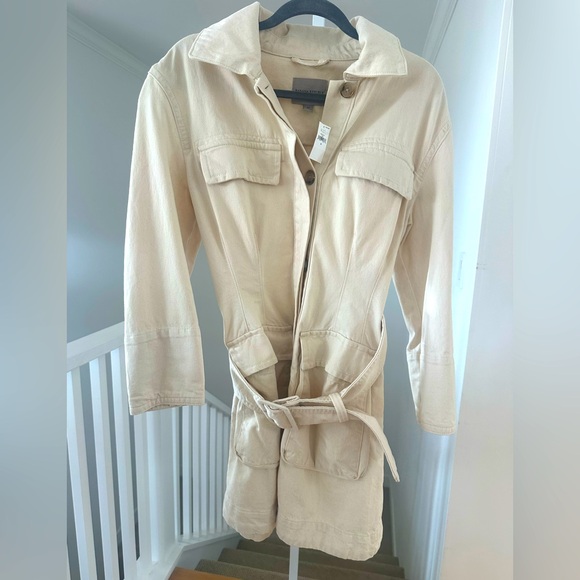 NEW Banana Republic Mia Denim Ivory Utility Button Front Dress Med, $198 Retail - Picture 5 of 6